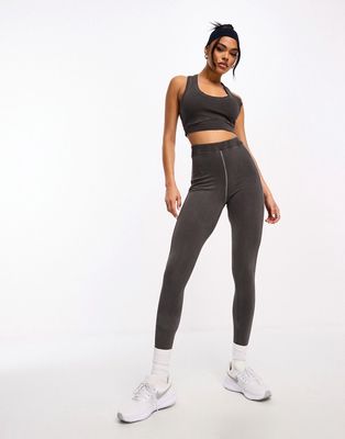 HIIT washed stretch jersey legging-Gray