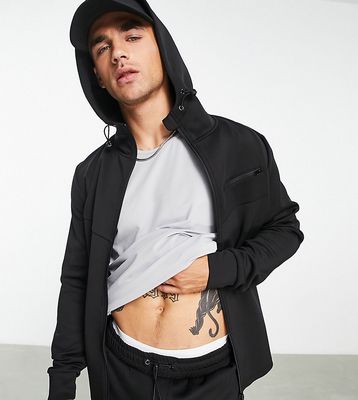 HIIT zip through hoodie in tricot in black