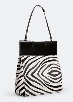 Hinge Zebra Calf Hair Tote Bag