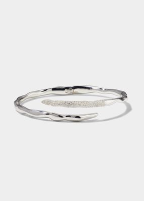 Hinged Bangle in Sterling Silver with Diamonds
