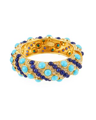Hinged Rhinestone Bracelet, Lapis/Turquoise