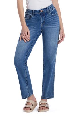 HINT OF BLU Clever High Waist Slim Straight Leg Jeans in Blue Bliss