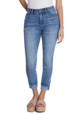 HINT OF BLU Cuffed Crop Skinny Jeans in Worn Blue 