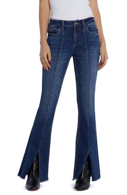HINT OF BLU Fun Frayed Slim Flare Jeans in Riptide
