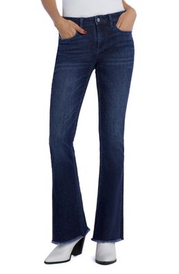 HINT OF BLU Fun Mid Rise Frayed Slim Flare Jeans in Dateless