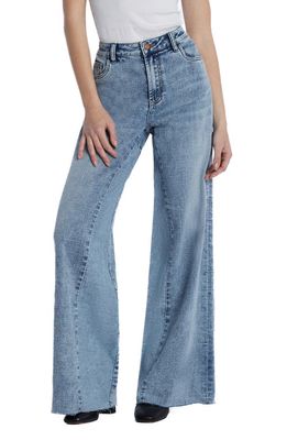 HINT OF BLU Happy Dual Two-Tone High Waist Wide Leg Jeans in Air Blue