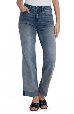 HINT OF BLU High Waist Ankle Wide Leg Boyfriend Jeans in Fresh Blue 