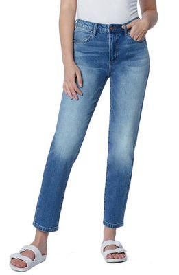 HINT OF BLU High Waist Relaxed Crop Straight Leg Jeans in Beaming Blue