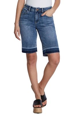 HINT OF BLU Release Hem Bermuda Denim Shorts in Water Denim 