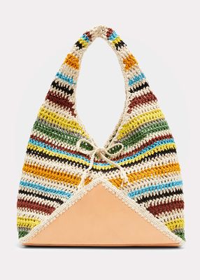Hipissa Multicolor Striped Crochet Hobo Bag