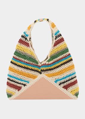 Hipissa Small Multicolor Crochet Hobo Bag
