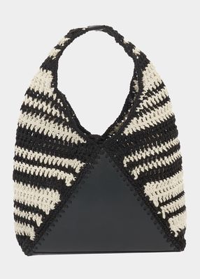Hipissa Small Striped Crochet Hobo Bag