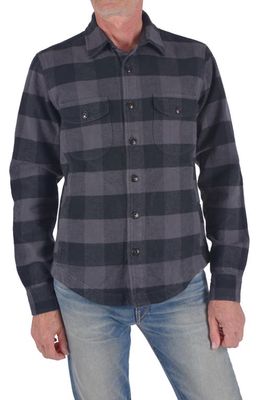 HIROSHI KATO The Anvil Plaid Flannel Shirt Jacket in Black Gray
