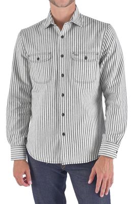 HIROSHI KATO The Brace Button-Up Shirt in Rail Stripe 