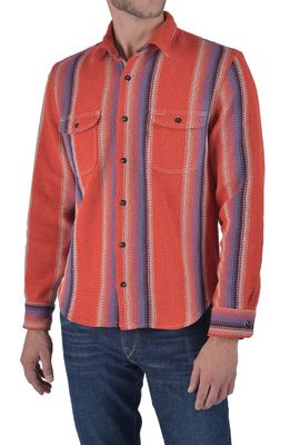 HIROSHI KATO The Brace Stripe Cotton Button-Up Shirt in Red