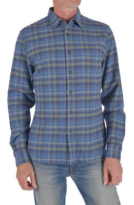 HIROSHI KATO The Ripper Plaid Organic Cotton Flannel Button-Up Shirt in Blue Green