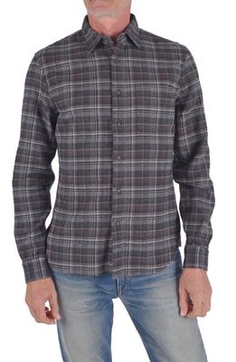 HIROSHI KATO The Ripper Plaid Organic Cotton Flannel Button-Up Shirt in Charcoal Black