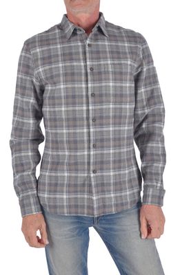 HIROSHI KATO The Ripper Plaid Organic Cotton Flannel Button-Up Shirt in Gray Beige