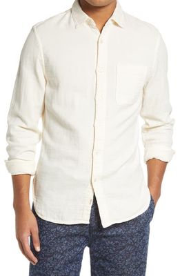 HIROSHI KATO The Ripper Trim Fit Double Gauze Button-Up Shirt in Ivory