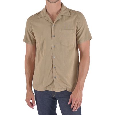 HIROSHI KATO The Wrench Solid Double Gauze Camp Shirt in Sand 