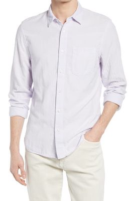 HIROSHI KATO Trim Fit Solid Button-Up Shirt in Lavender