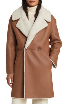 HiSO Gyro Reversible Double Face Genuine Shearling & Leather Coat in Cognac