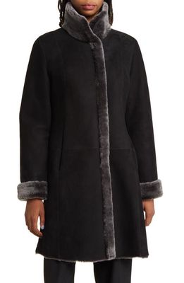 HiSO Valry Reversible Genuine Shearling Coat in Black Brisa