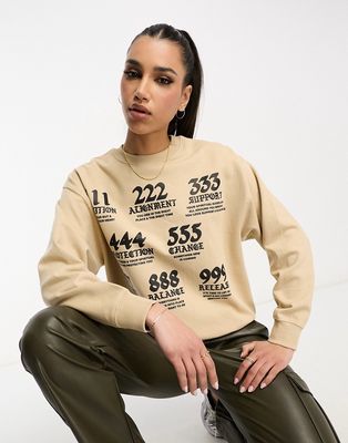 HNR LDN angel numbers sweatshirt in natural-Neutral