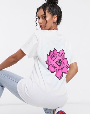 HNR LDN oversized t-shirt with lotus back print-White