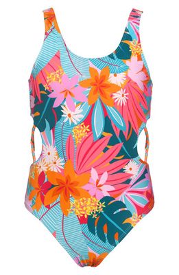 Hobie Kids' Aloha Cutout One-Piece Swimsuit in Multi