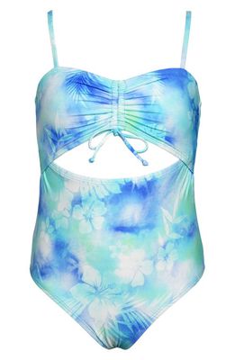 Hobie Kids' Beach Tie Dye Cutout One-Piece Swimsuit in Blue Hawaii