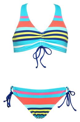 Hobie Kids' Sail Racerback Two-Piece Swimsuit in Blue Multi