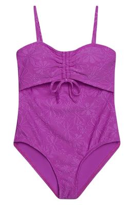 Hobie Kids' Shore Cutout Jacquard One-Piece Swimsuit in Violet