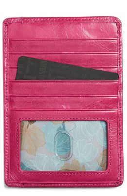 HOBO Euro Slide Leather Credit Card Case in Fuchsia
