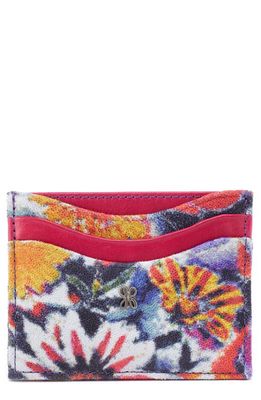 HOBO Max Floral Leather Chain Clip Card Case in Poppy Floral
