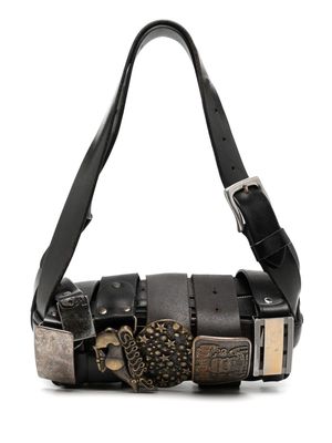 HODAKOVA buckle-detail interwoven shoulder bag - Black