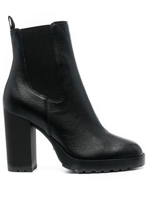 Hogan elasticated-panel ankle leather boots - Black