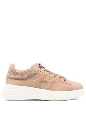 Hogan furry-detail lace-up sneakers - Neutrals