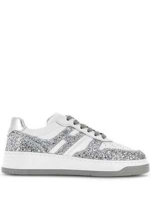 Hogan glitter-embellished leather sneakers - Grey