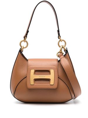 Hogan grained-leather logo-plaque bag - Brown