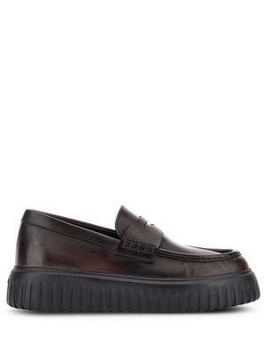 Hogan H-Stripe rigged-sole loafers - Brown
