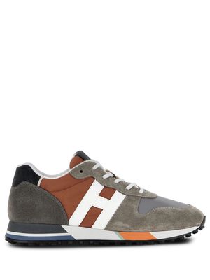 Hogan H383 panelled leather sneakers - Brown