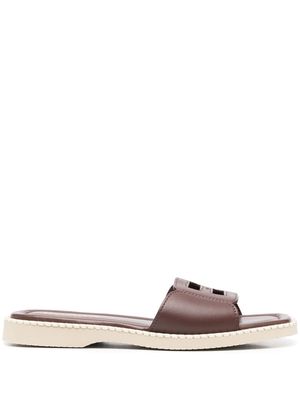 Hogan H638 flat leather sandals - Brown