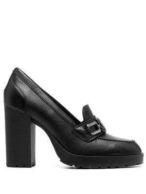 Hogan heeled calf-leather loafers - Black