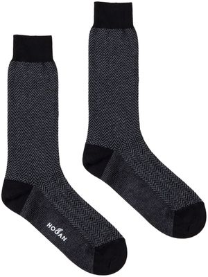 Hogan herringbone-pattern jersey socks - Black