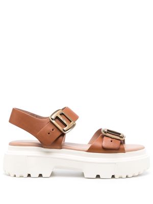 Hogan leather strappy sandals - Brown