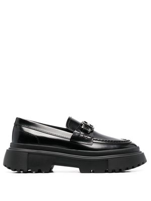 Hogan logo buckle platform loafers - Black
