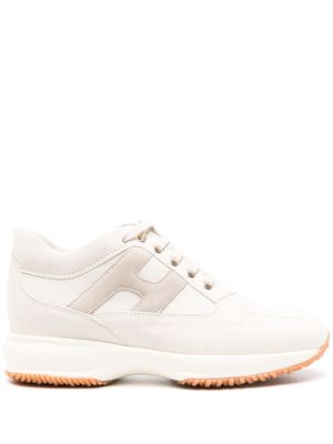 Hogan logo-patch suede-panelled sneakers - Neutrals