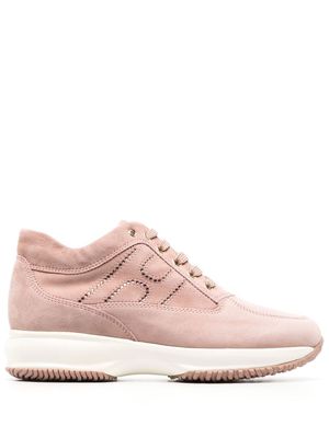 Hogan rhinestone embellished lace-up sneakers - Pink