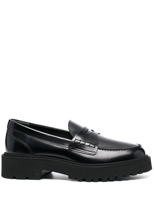 Hogan ridged leather loafers - Black
